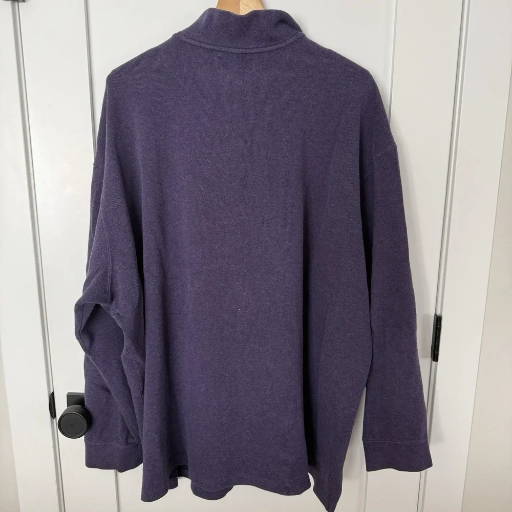 Polo Ralph Lauren Sweater Mens 4XB Big Purple Quarter Zip 100% Cotton Green Pony